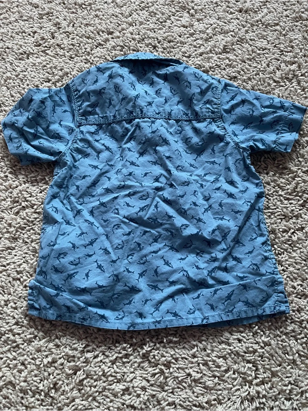 OshKosh B’gosh Toddler Boys Shark Button-Up Shirt 24M Blue Short Sleeve